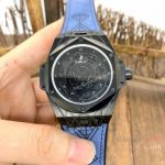 Best Replica Hublot Big Bang Sang Bleu II Watches Blacksteel Blue Gummy Strap